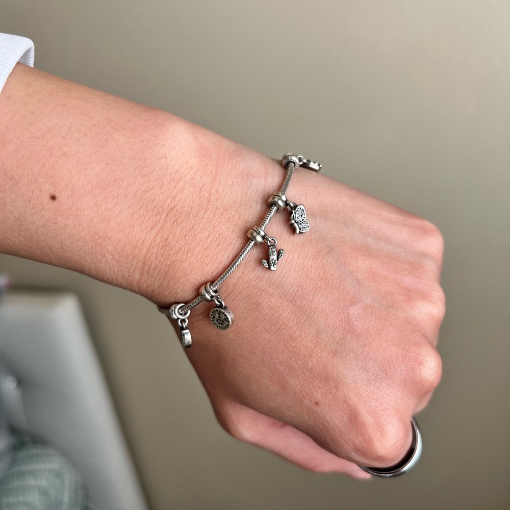 Pandora Moments Snake Chain Bracelet with Charms
